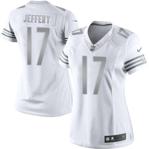 Women's Elite Alshon Jeffery Nike Jersey White - #17 Platinum NFL Chicago Bears